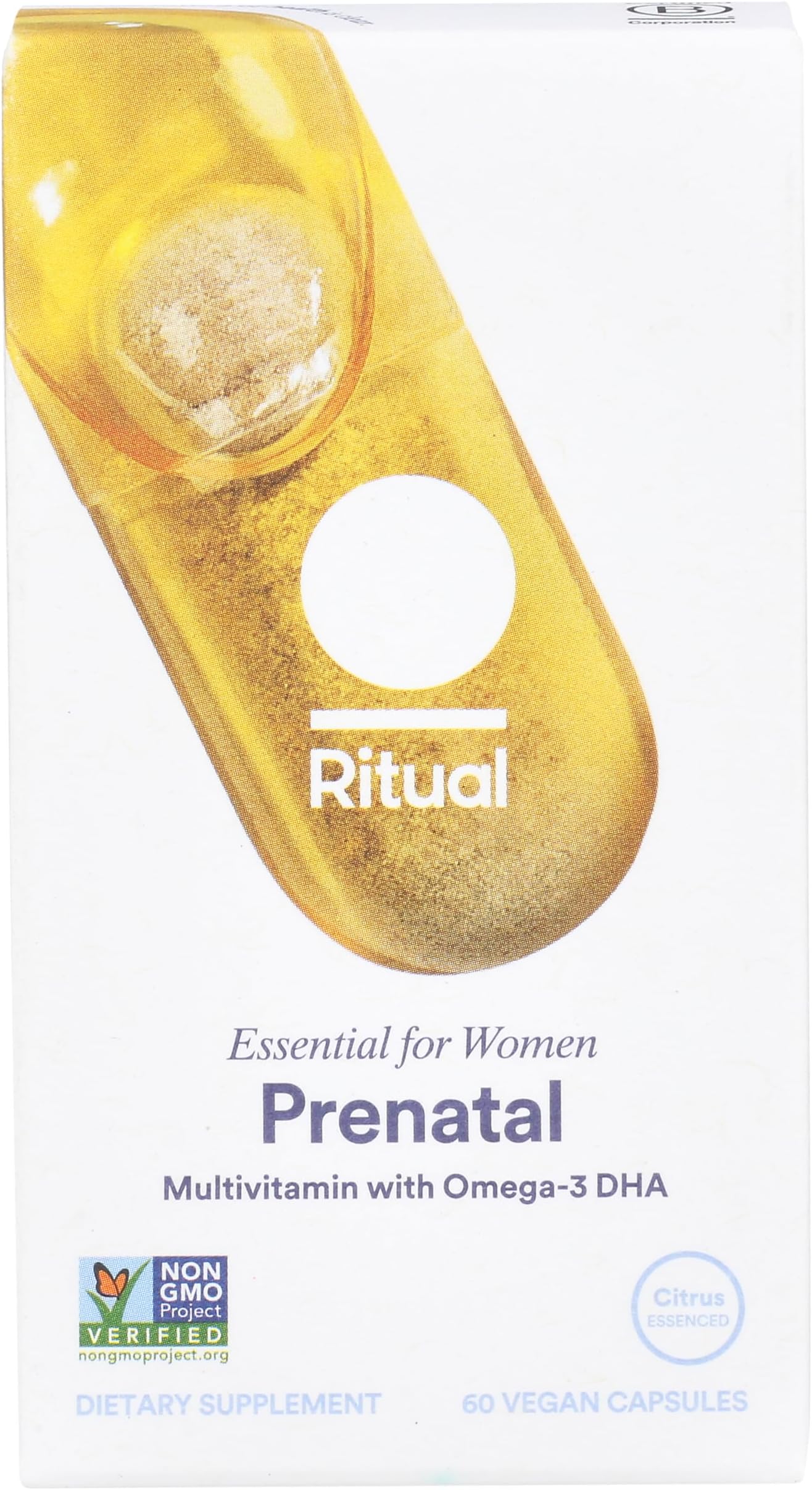Prenatal Vitamins: Folate & Choline for Neural Tube Support, Omega-3 DHA for Fetal Brain Development, Iron, Calcium-Helper D3 & K2, Non-GMO, Citrus Essenced, 30 Day Supply, 60 Vegan Capsules