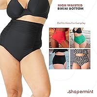 Vista 5 de SHAPERMINT Traje de baño de cintura alta para mujer, con control de abdomen, cobertura completa, talla S a grande