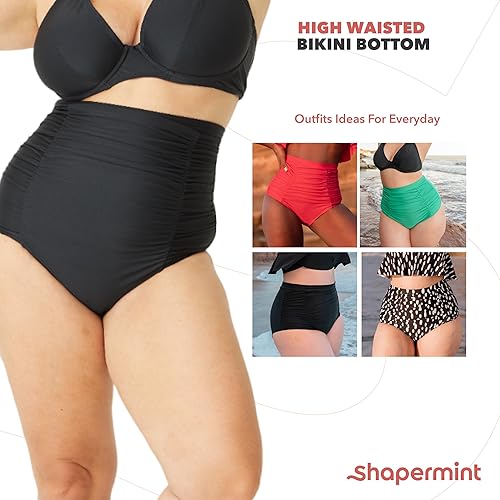 Miniatura 4 de SHAPERMINT Traje de baño de cintura alta para mujer, con control de abdomen, cobertura completa, talla S a grande
