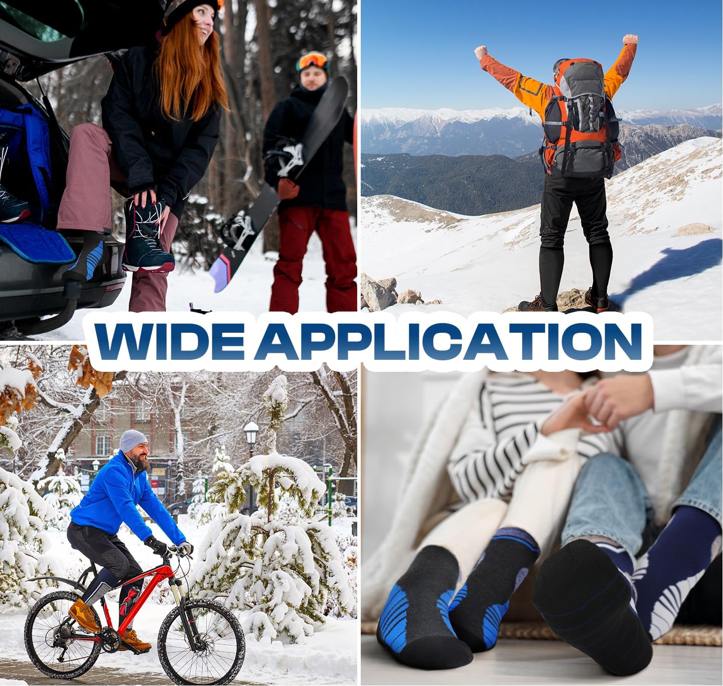 3 Pairs Merino Wool Ski Socks Men, Winter Thermal Knee High Long Socks for Men Women Snowboarding, Snow - Image 6