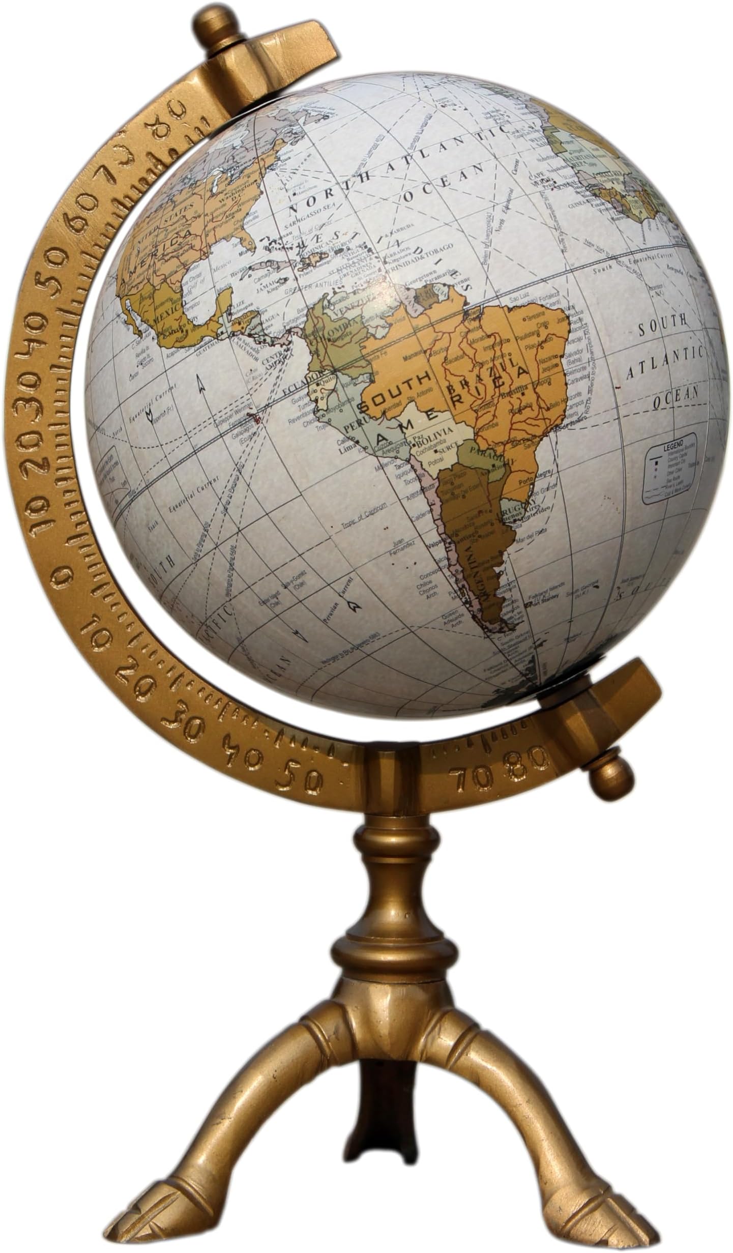 Educational Antique Tripod World Globe For Learning & Decorations. Vintage Look Educational Geographic Desktop World Globe For Study and Office.