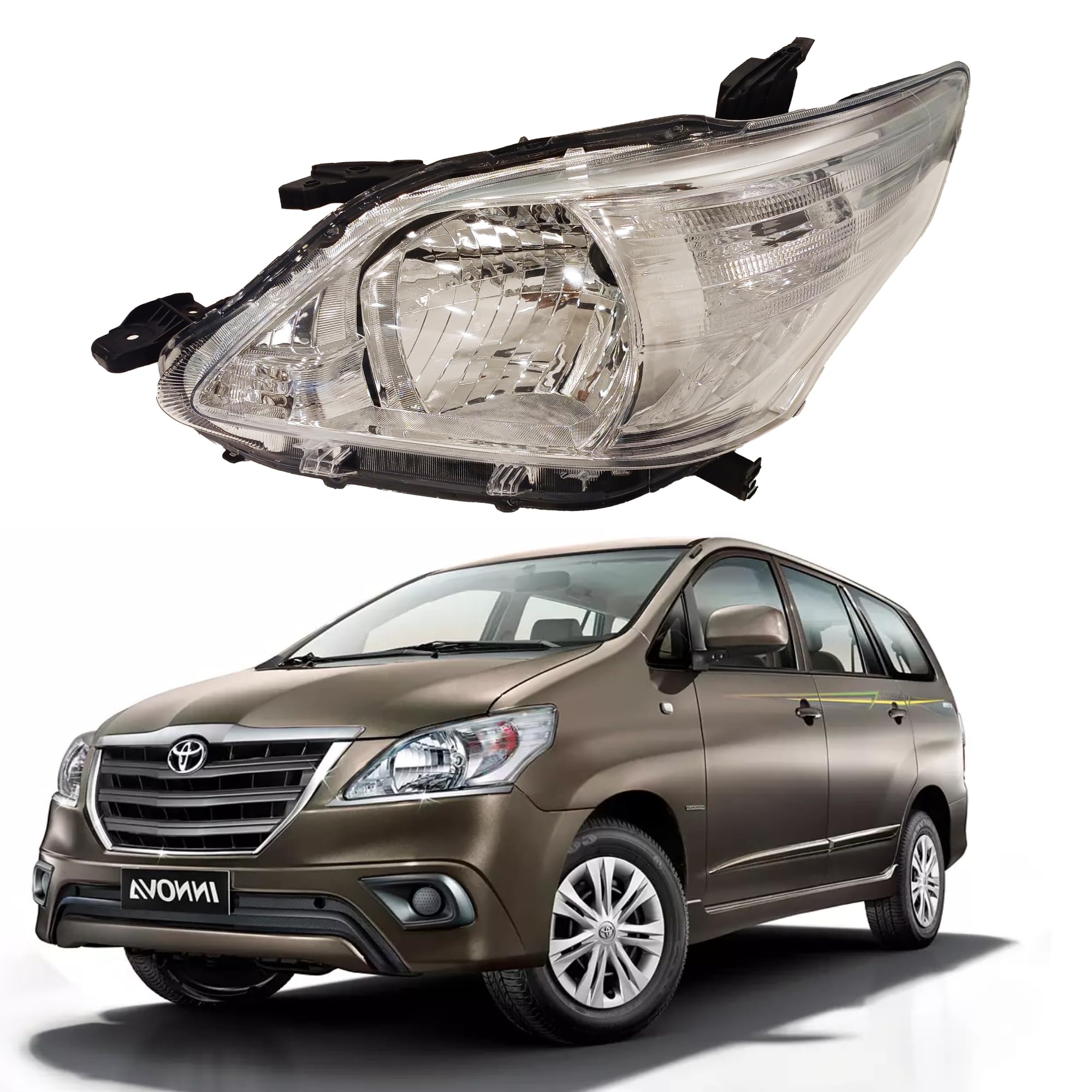 APSMOTIV Headlight/front Light Assembly Compatible For Toyota Innova (Left/Passenger Side) Type 3 without bulb (2012-2016) Halogen