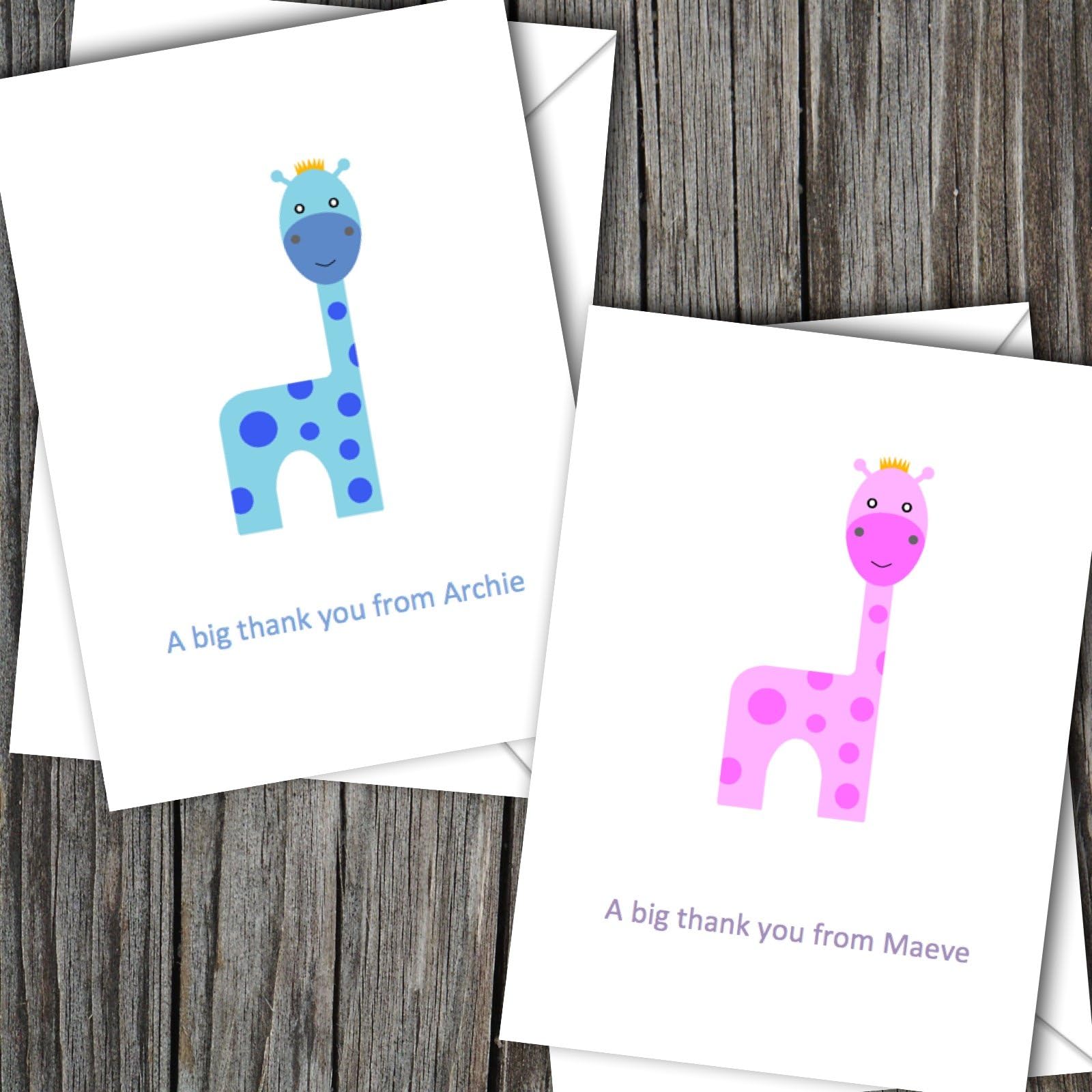 10 Personalised Boy/Girl Baby Thank You Cards (SBD21)