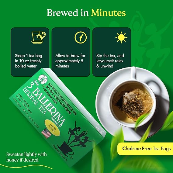 3 Ballerina Diet Tea Extra Strength Lemon-Flavored Herbal Tea Bags for Digestive Comfort and Weight Maintenance Pack of 1 (18 Count)