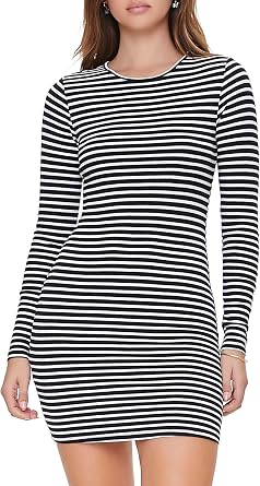 Forever 21 Womens Striped Mini Bodycon Dress