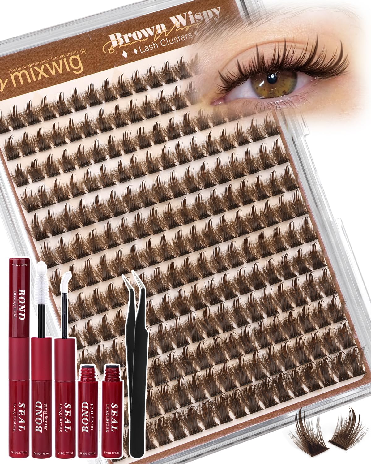 Braune Wimpern Extensions Kit 10-14MM Kurze Lash Extension Set Wispy Cluster Lashes Spiky Natürliche Künstliche Wimpern Dark Brown Lash Cluster Set D Curly DIY Falsche Wimpern by Lvmixwig