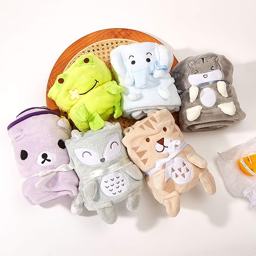 Miniatura 7 de Cobija de franela personalizada para bebé unisex con animalito de adorno, cobertor de seguridad para recién nacidos, regalo para bebé con su nombre