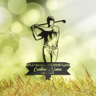 Custom Golfer Memorial Stake, Metal Golf Tribute, Tee Time Enthusiast Sympathy Marker, Durable Grave Decor