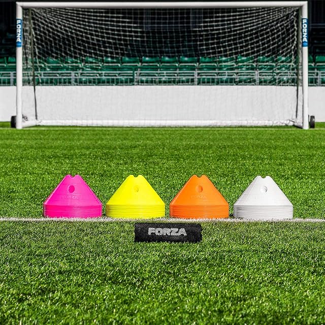 FORZA SuperCone Training Marker Domes - [Choose Your Fluro Colour] | 14cm x 30cm (H x W) | Pack of 20 Sports/Football Training Equipment | Large Weatherproof PVC Cones