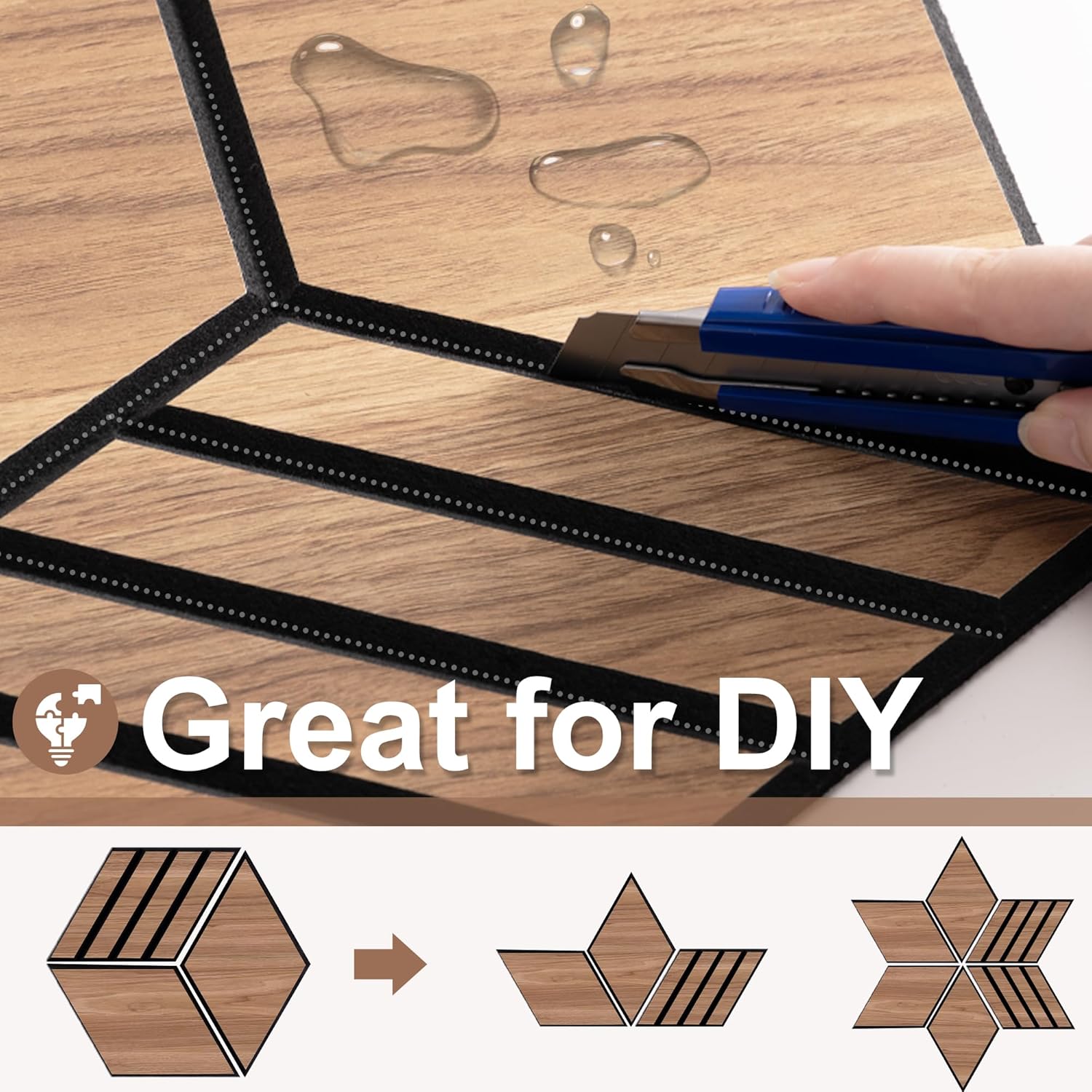 Mollywell Acoustic Panels, PVC Wood-Grain, 14x12 Inch Hexagon Carved Sound Proof Wall Tiles, Self-Adhesive High Density Felt for Home Theater/Studio/Office Echo Reduction, 12 Pack Walnut, TH4