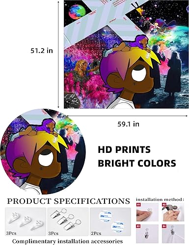 Miniatura 7 de Uzi - Tapiz de rapero, para dormitorio, hip hop, póster musical, tapiz para colgar en la pared para sala de estar, dormitorio universitario, 59.1 x