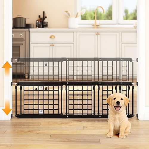 Miniatura 7 de Puerta ajustable para perros, 13-22 pulgadas de altura, extensión de 18 a 43 pulgadas de ancho, puerta para mascotas sin taladrar para puertas,