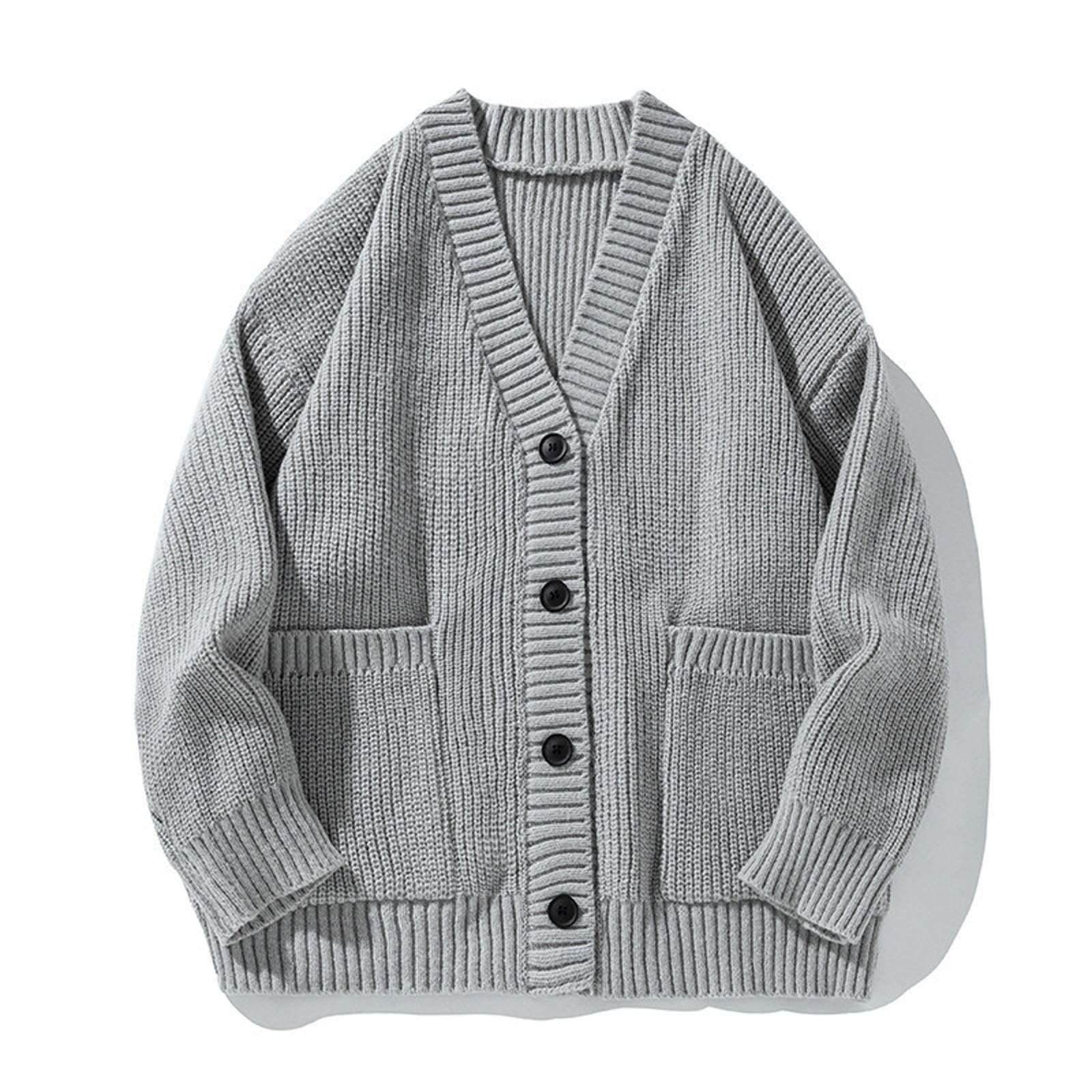 Cardigans Hombre Invierno, Chaqueta Hombre Punto Fino con Cuello Jersey Elástico Manga Larga De Punto con Botones Elegante Y Ajustado Suéter Ligero Y Cárdigan para Exterior El Ocio