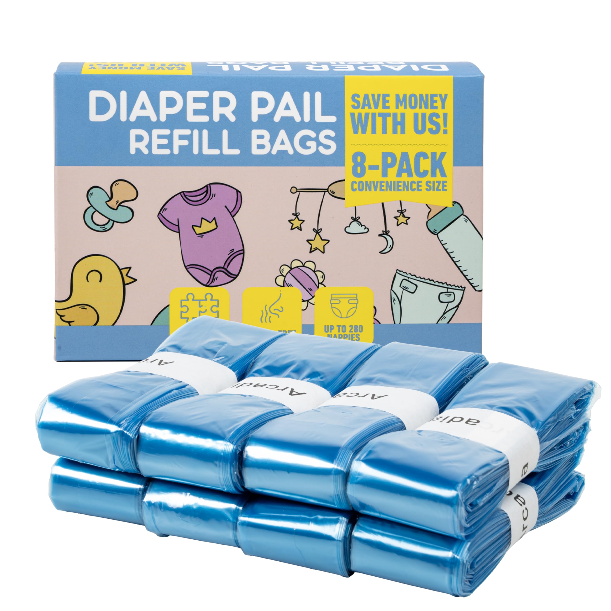 16 x Ricarica Mangiapannolini di Plastica Compatibili con Maialino Tommee Tippee - Foppapedretti - Litter Locker - AngelCare Ottagonale e con Tutti i Tipi di Ricariche Sacchetti Mangiapannolini (16)
