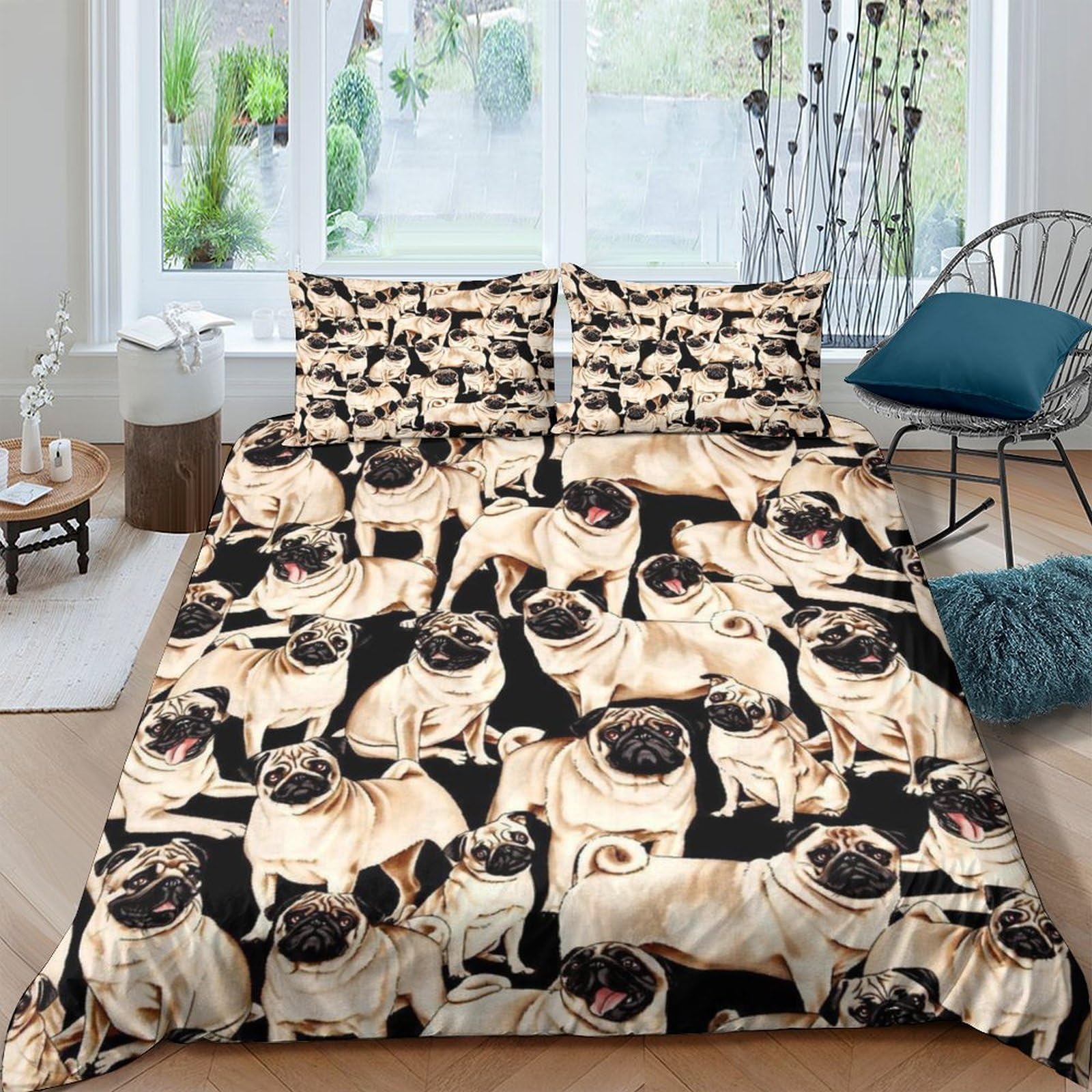 Housse de couette motif chien 3D ensemble de literie microfibre