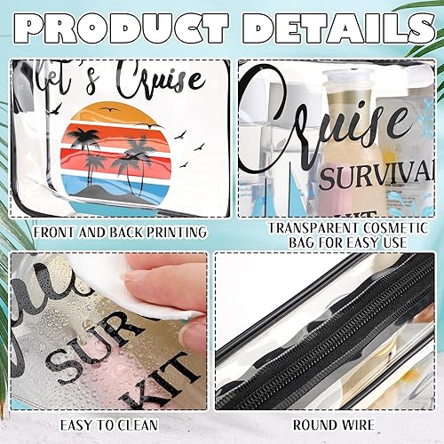 Miniatura 4 de Cunno Bolsas de maquillaje transparentes, kit de supervivencia, bolsas de cosméticos para playa, crucero, natación, enfermera, profesor, baile,