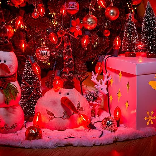 Miniatura 3 de Brightown Bombillas LED C9 de Navidad, bombillas LED inastillables C9 rojas de repuesto para luces de Navidad, base intermedia E17, bombillas