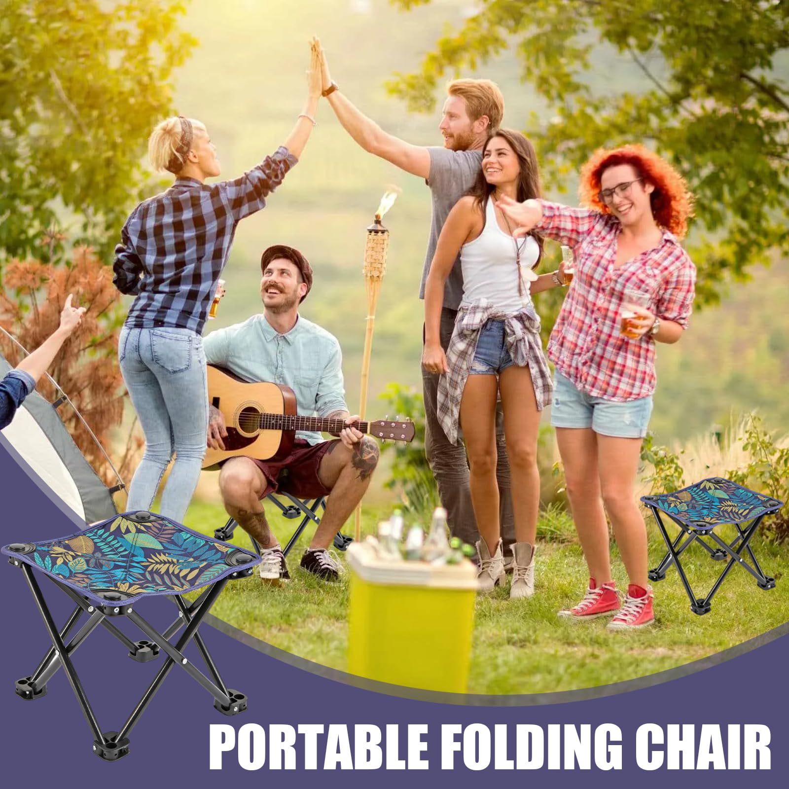 Sgabello Pieghevole Portatile Per Esterni - Ultra Leggero 0,7kg, In Acciaio Al Carbonio, Portata 129kg, Per Campeggio, Pesca, Picnic (Kaki)