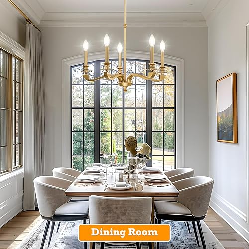 Miniatura 7 de Senroyal Candelabro dorado para comedor, lámpara colgante clásica de 12 luces de granja sobre la mesa, candelabro grande de latón para isla de