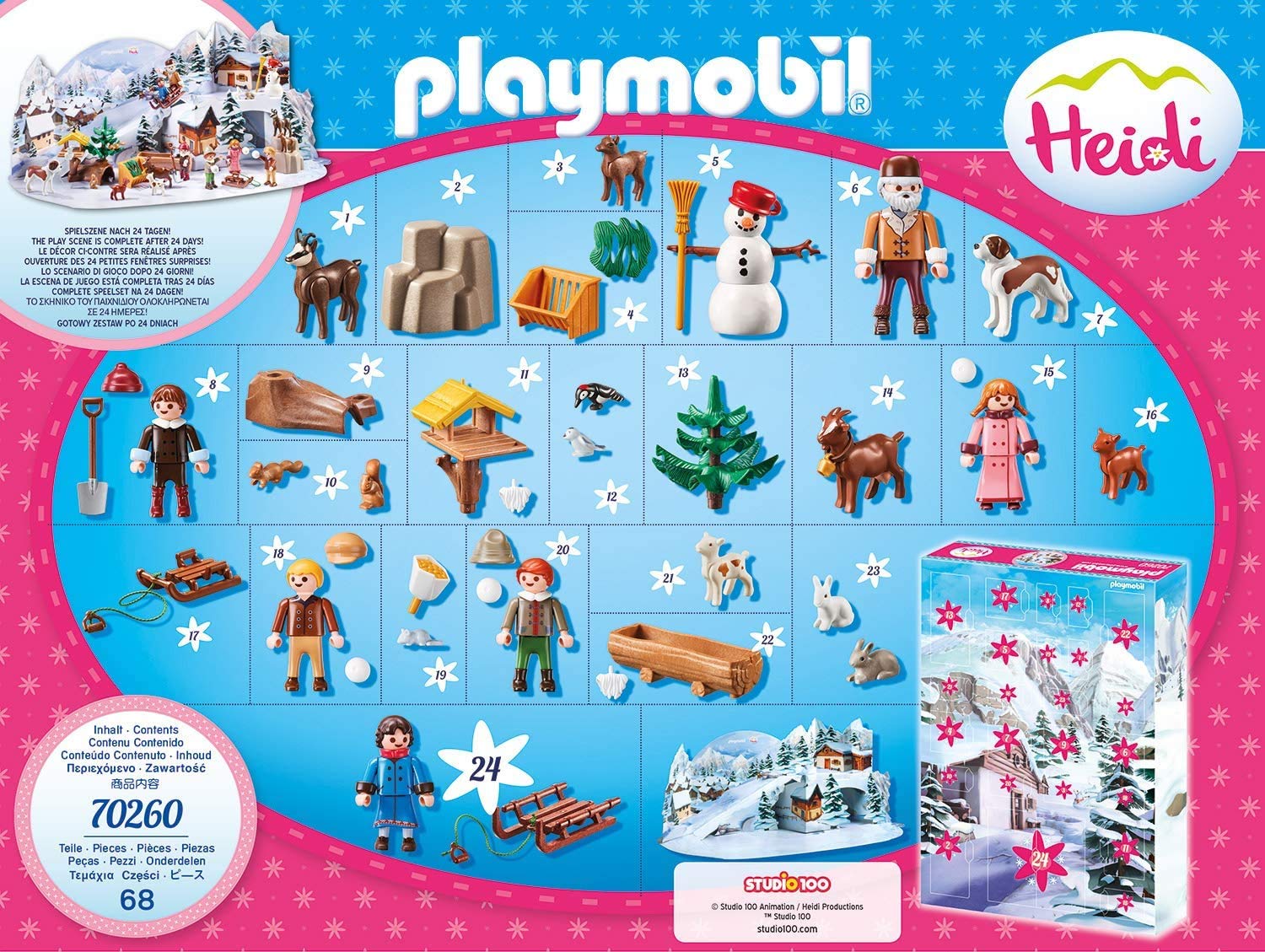 PLAYMOBIL Adventskalender 70260 Heidis Winterwelt, Für Kinder ab 4 Jahren