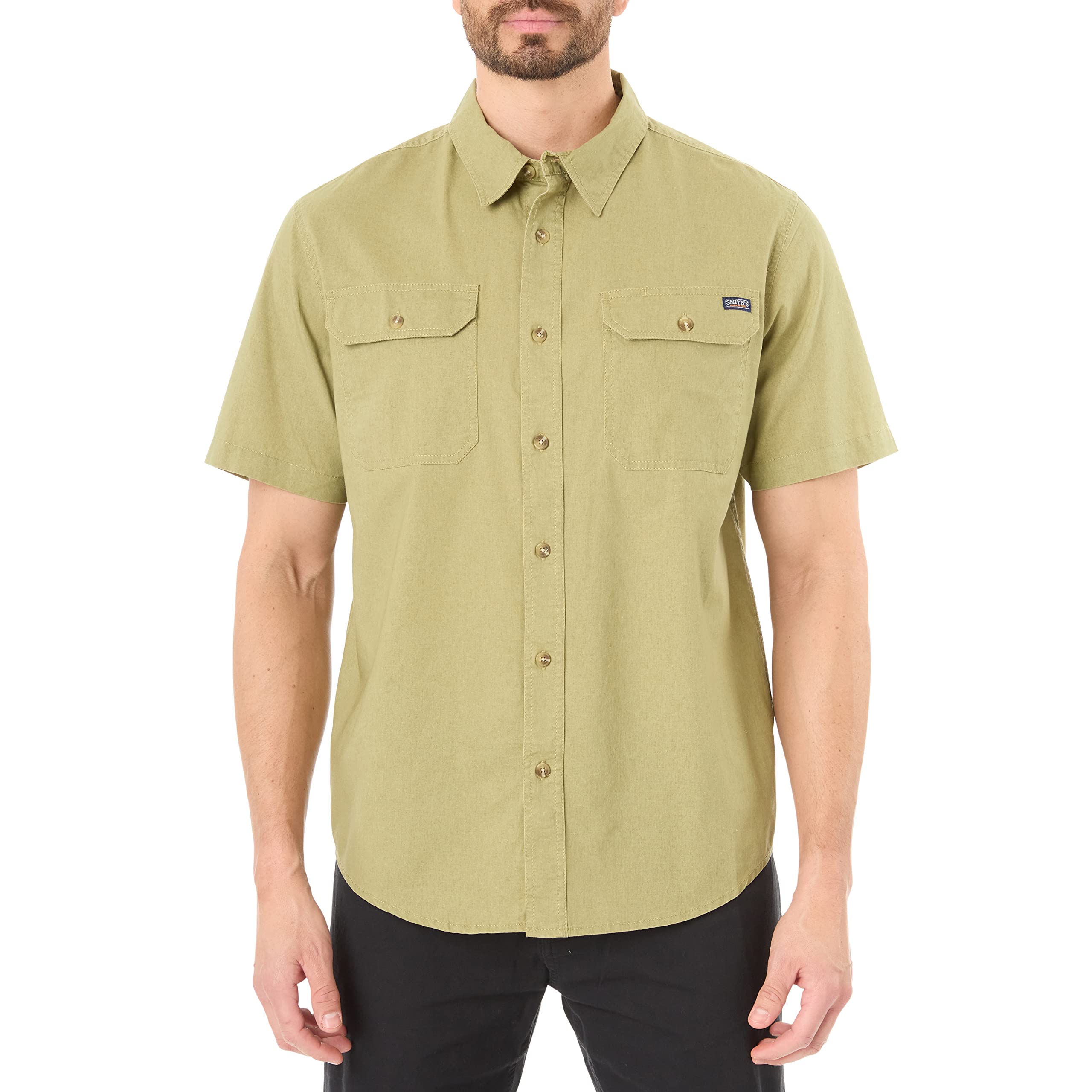 Men's Sandwashed Short Sleeve Work Shirt Button