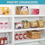 Vtopmart Bacs de rangement en plastique transparent pour cellier, 4 PCS Conteneurs de stockage de nourriture avec poignée pour armoire, cuisine, comptoirs, plateau, réfrigérateur, cellier Organisateurs , Grand