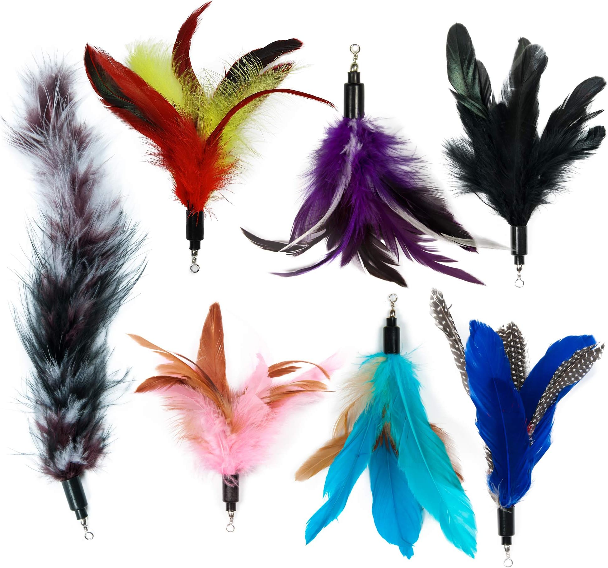 Cat Wand Feather Refills For Interactive Cat and Kitten Wands include 7 pieces Replacement Feathers and 1 Soft Furry Tail (7 pieces)