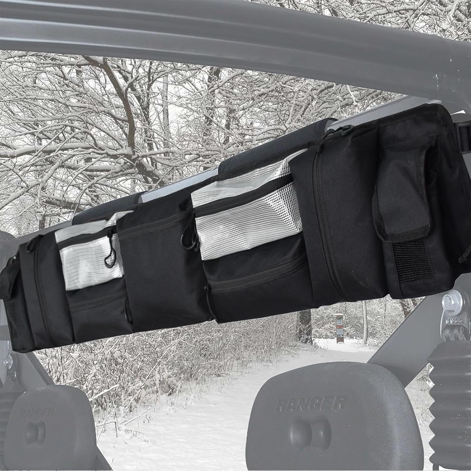 COCO Park UTV Roll Cage Organizer, Universal Fits Most Full-size UTVs for Polaris Ranger Yamaha, 47" L (Black)