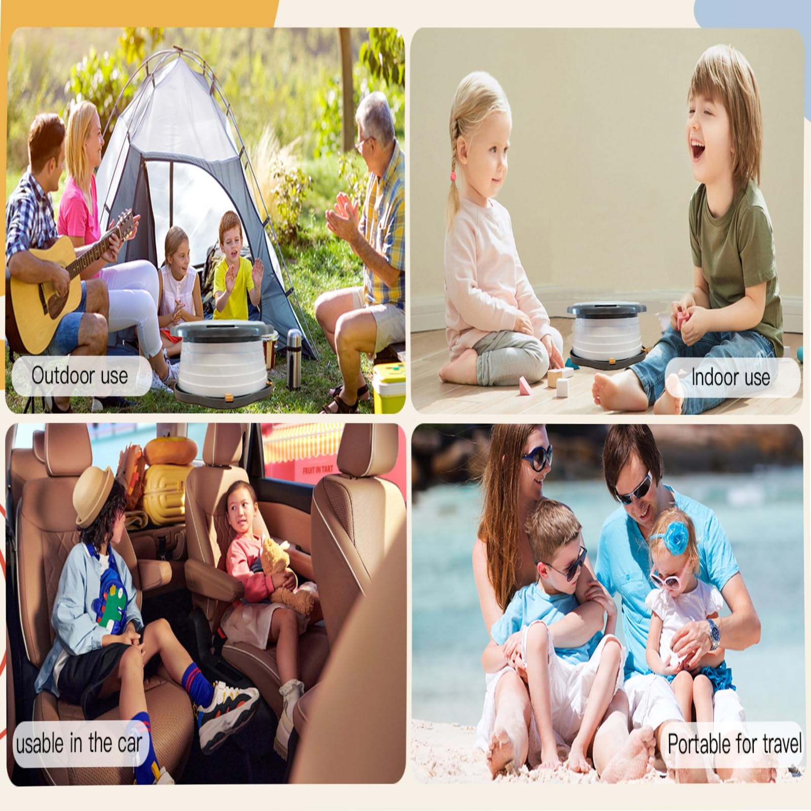SunnySmile Orinal de viaje para niños pequeños, orinal portátil para niños, orinal plegable de viaje, para viajes, camping, parque, interior/exterior, con 75 bolsas desechables, diseño de dibujos