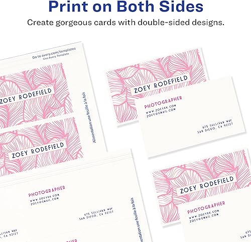 Miniatura 7 de Avery-Clean Tarjetas de negocios de bordes láser, 2 x 3 12, 10 por hoja, 200 unidades, Blanco