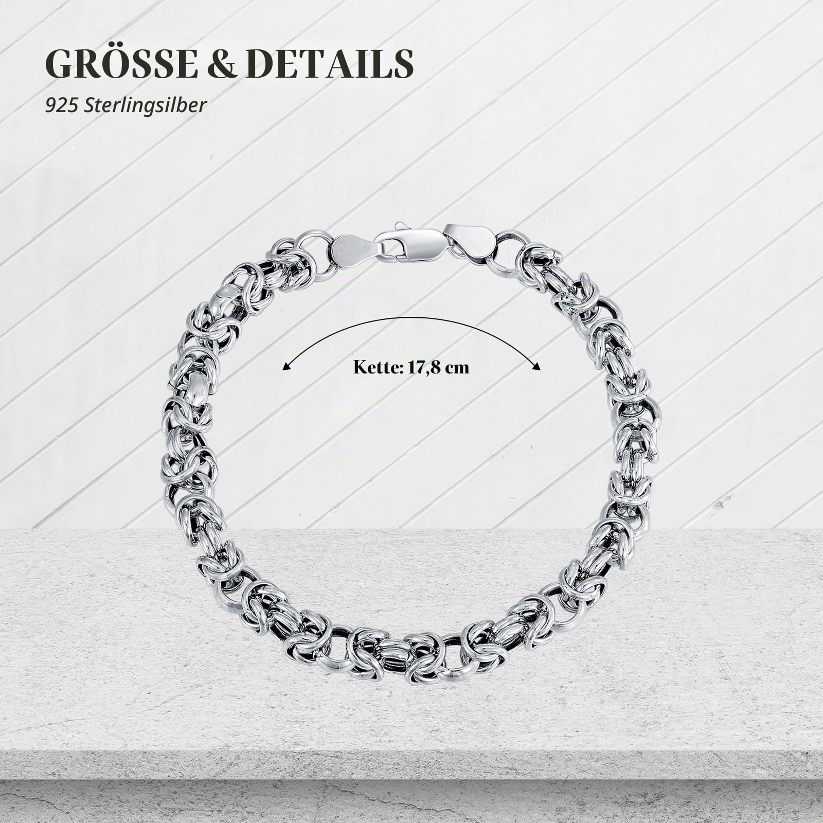 Italien 6MM Byzantinische Kette Armband Massiv 925 Sterling Silber Link Byzantinisches Armband mit Karabinerverschluss 18/20/23 Zentimeter für Männer Frauen