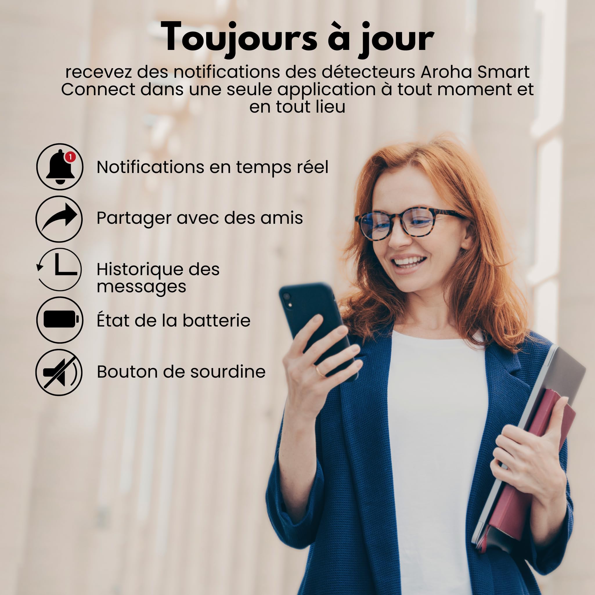 Aroha Smart Connect Détecteur Combiné avec Fumée & Monoxyde de Carbone Connecte - Batterie 10 Ans - Alarme Incendie & CO, Tuya, Smartlife - 3 pièces