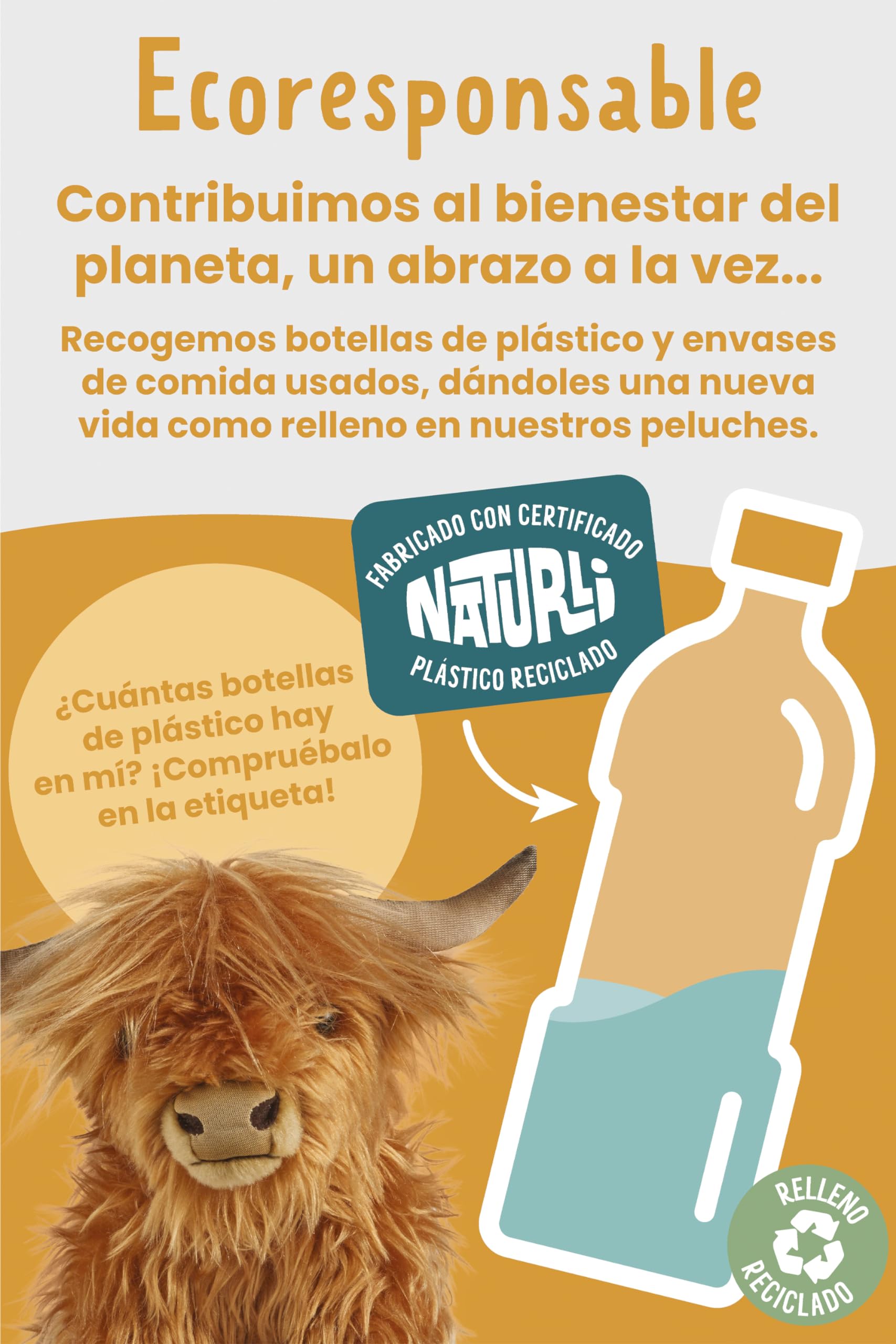 Living Nature Peluche de Vaca de las Tierras Altas Escocesas | | Regalo de Peluche Suave para Niños | Niños y Niñas | Ecológicos Naturli | 22 cm