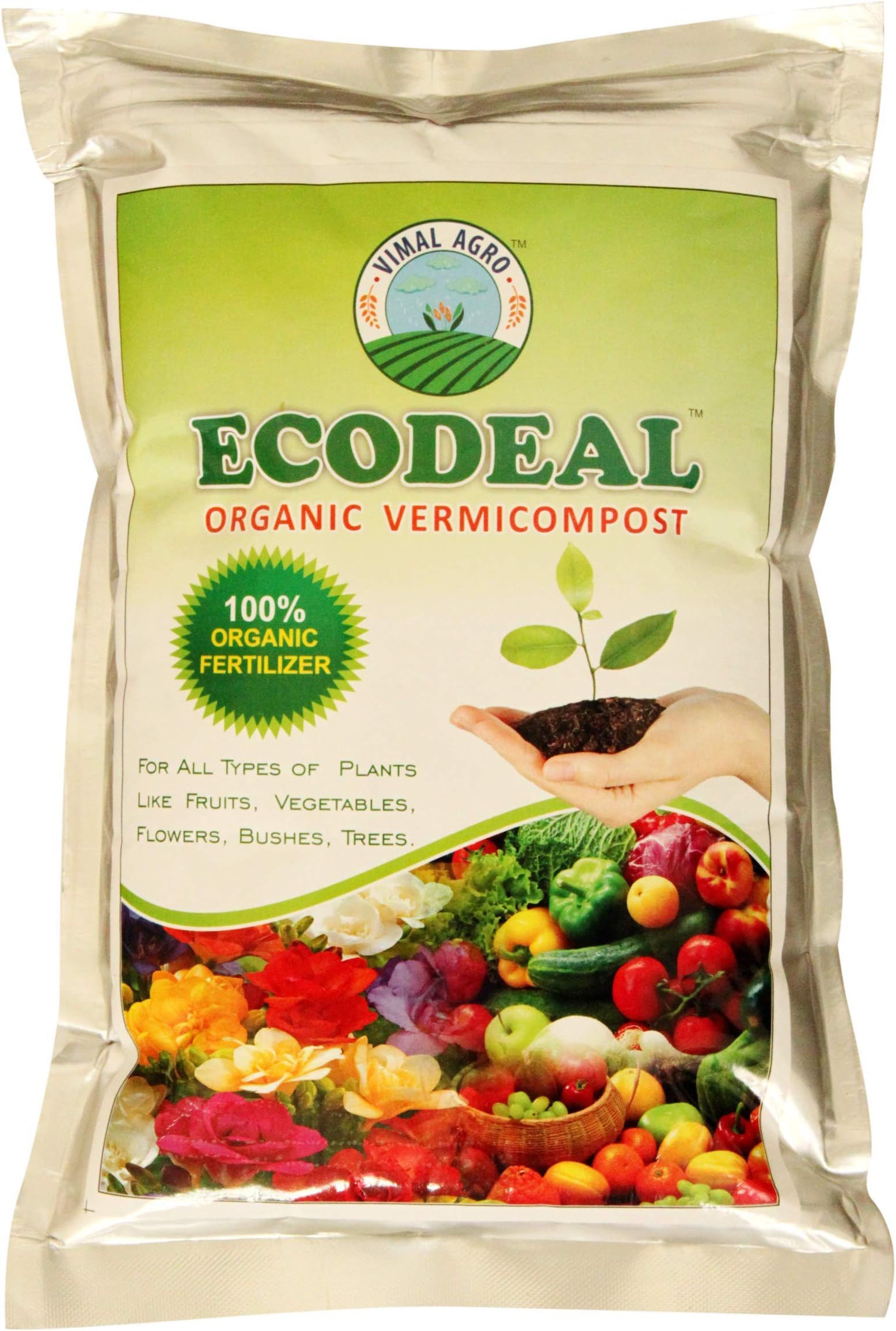 ECODEAL Organic Vermicompost Fertilizer 1Kg - Effective and Complete Plant Food