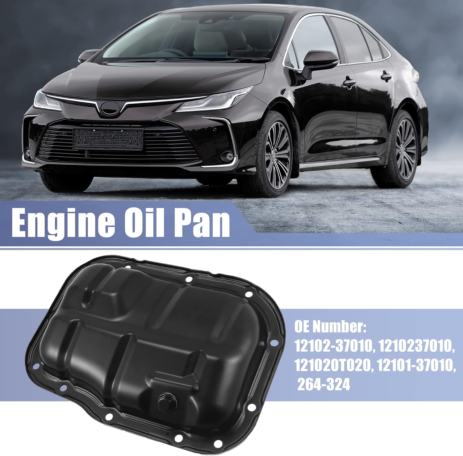 X AUTOHAUX Engine Oil Pan 12102-37010 for Scion 2008-2016, Toyota Corolla 2010-2022, Matrix 2009-2013, C-HR 2018-2021, Prius 2010-2022 Sedan Base Black
