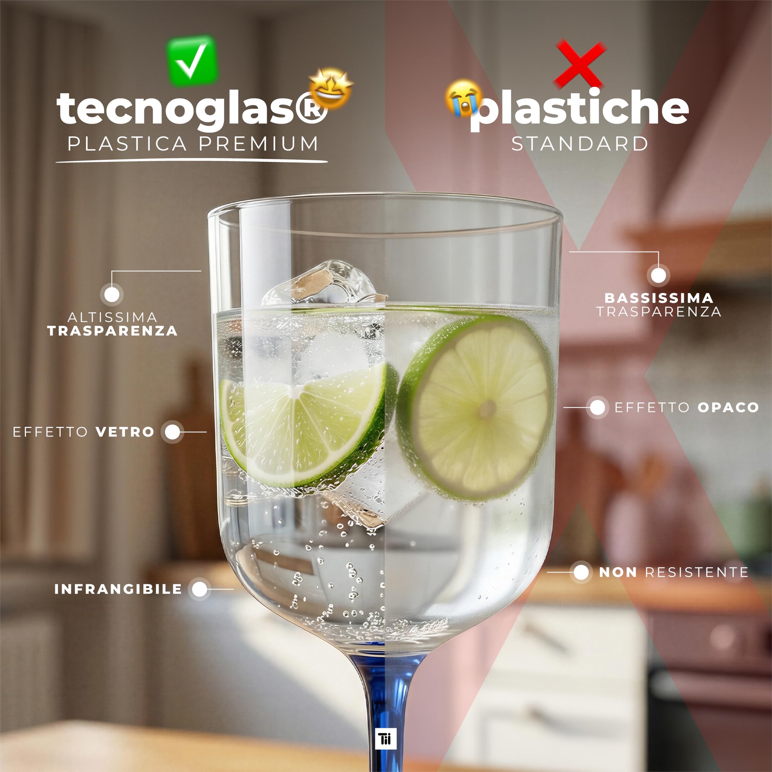 TUNDRA - Set 6 Calici Plastica COLORATI per Vino e Cocktail | CROISIERE 42 cl. | INFRANGIBILI, in Tecnoglas® (Plastica Rigida), BPA-Free, Riutilizzabili e Lavabili in Lavastoviglie (Multicolor)