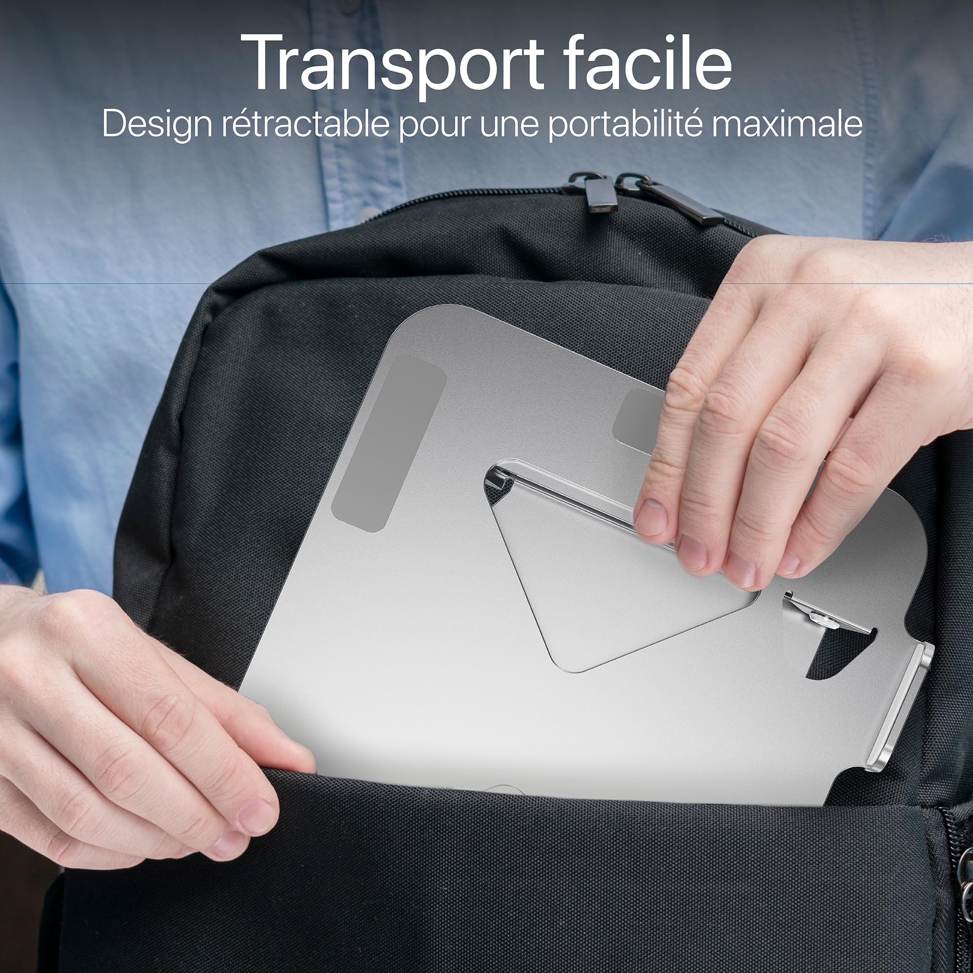 T'nB - Supporto per notebook regolabile in alluminio, comodo ed ergonomico per una posizione di lavoro ottimale, antiscivolo per la massima stabilità - Grigio Alluminio