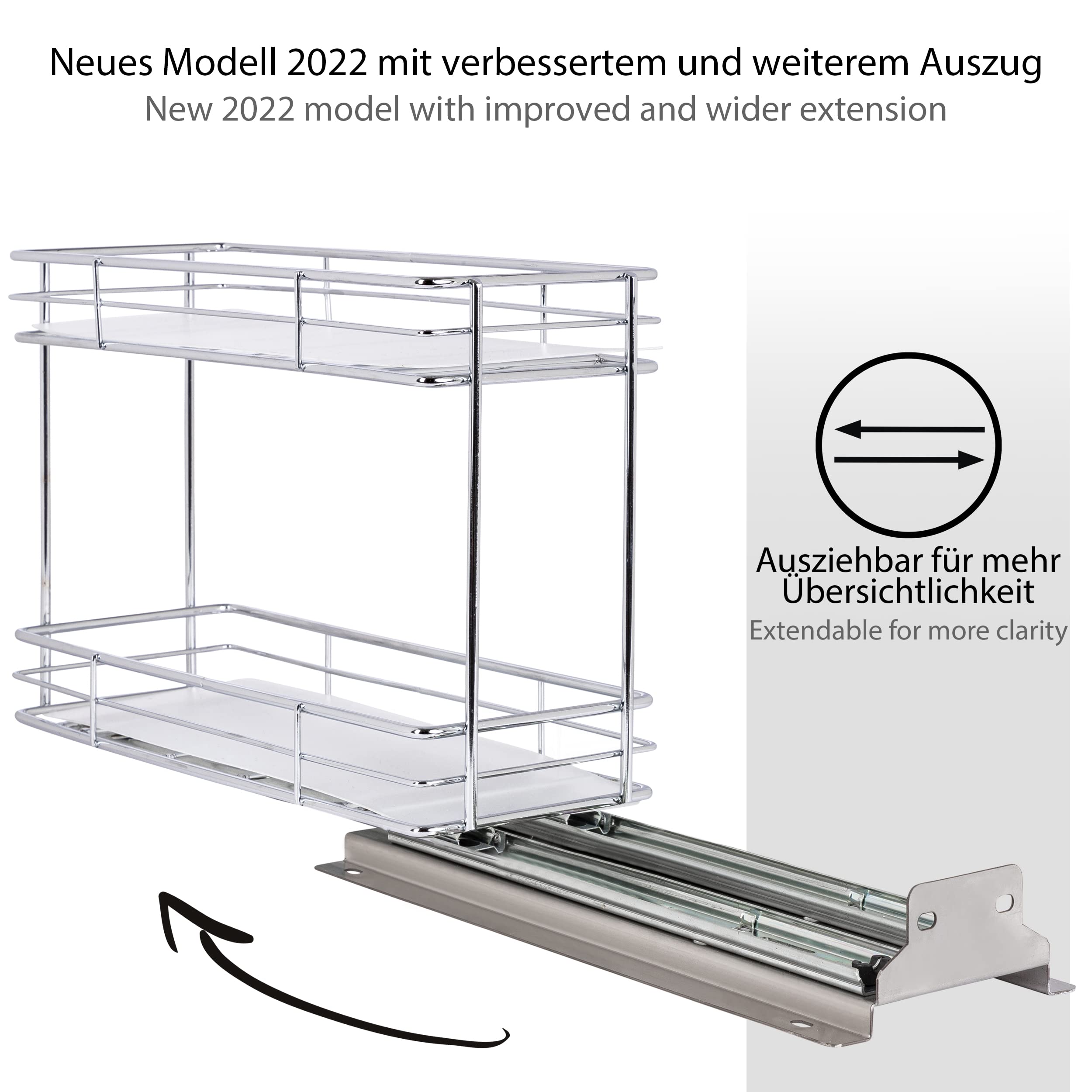 ONVAYA® Gewürzregal ausziehbar | Doppelkorb | Gewürzständer aus Edelstahl | Schrankeinsatz für die Küche | Regal Organizer | Teleskop-Gewürzregal für Schränke und Schubladen