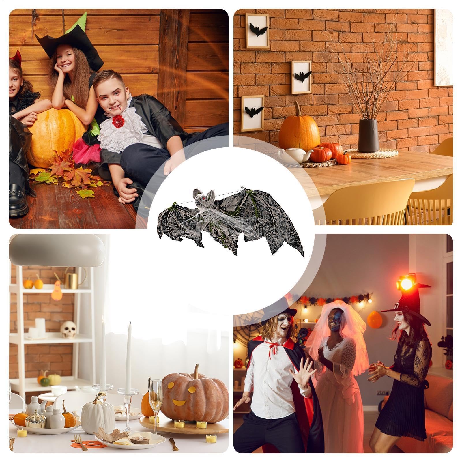 Murciélagos de Halloween para Exteriores Decoración de porche con telaraña | gigante de murciélago para Halloween para Propietarios, Inquilinos, Decoradores, Porche, Jardín, Patio, Apartamento