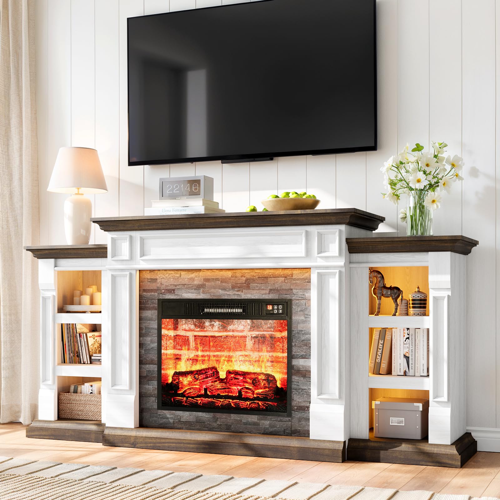 Naice 72 Electric Fireplace Farmhouse