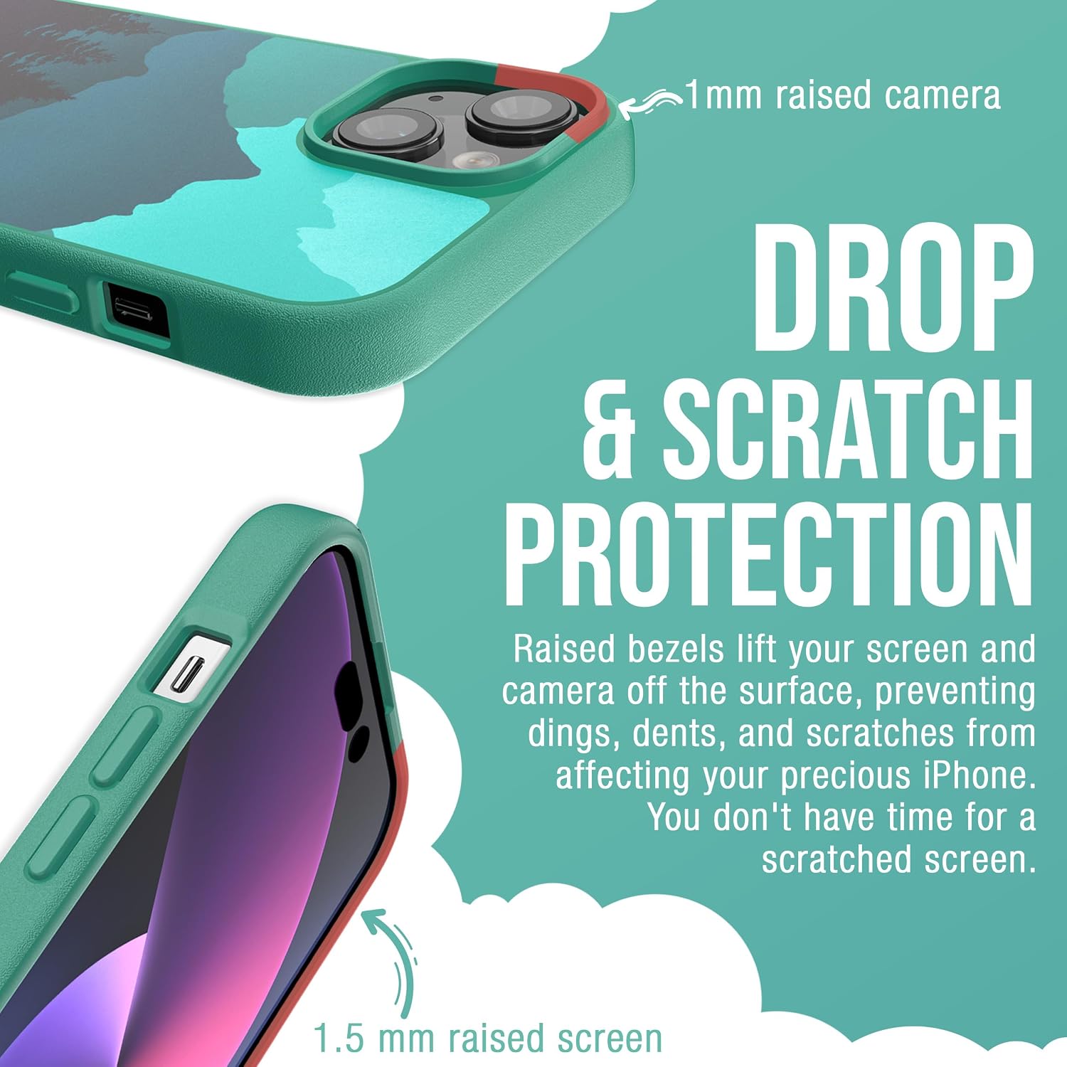 Smartish® iPhone 15 Magnetic Case - Gripmunk Compatible with MagSafe [Lightweight + Protective] Slim/Thin Grip Cover with Microfiber Lining for Apple iPhone 15 - Moving Mountains