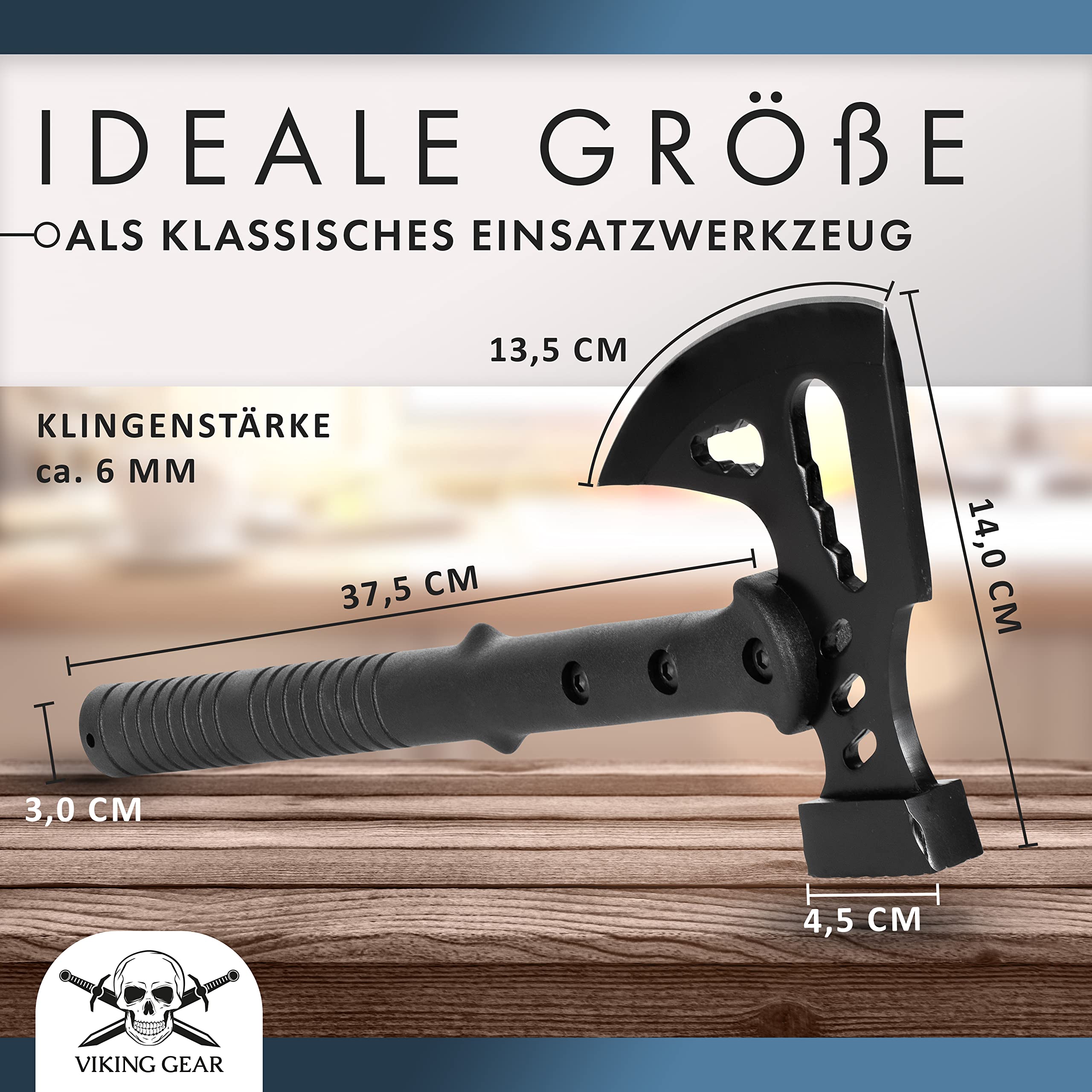 Viking Gear Axt Survival Black Ragnar Edition Hammer als Camping Beil – Axt zum Holzspalten - Bushcraft für Outdoor Abenteuer Campingaxt – M48 Tactical Tomahawks Axe