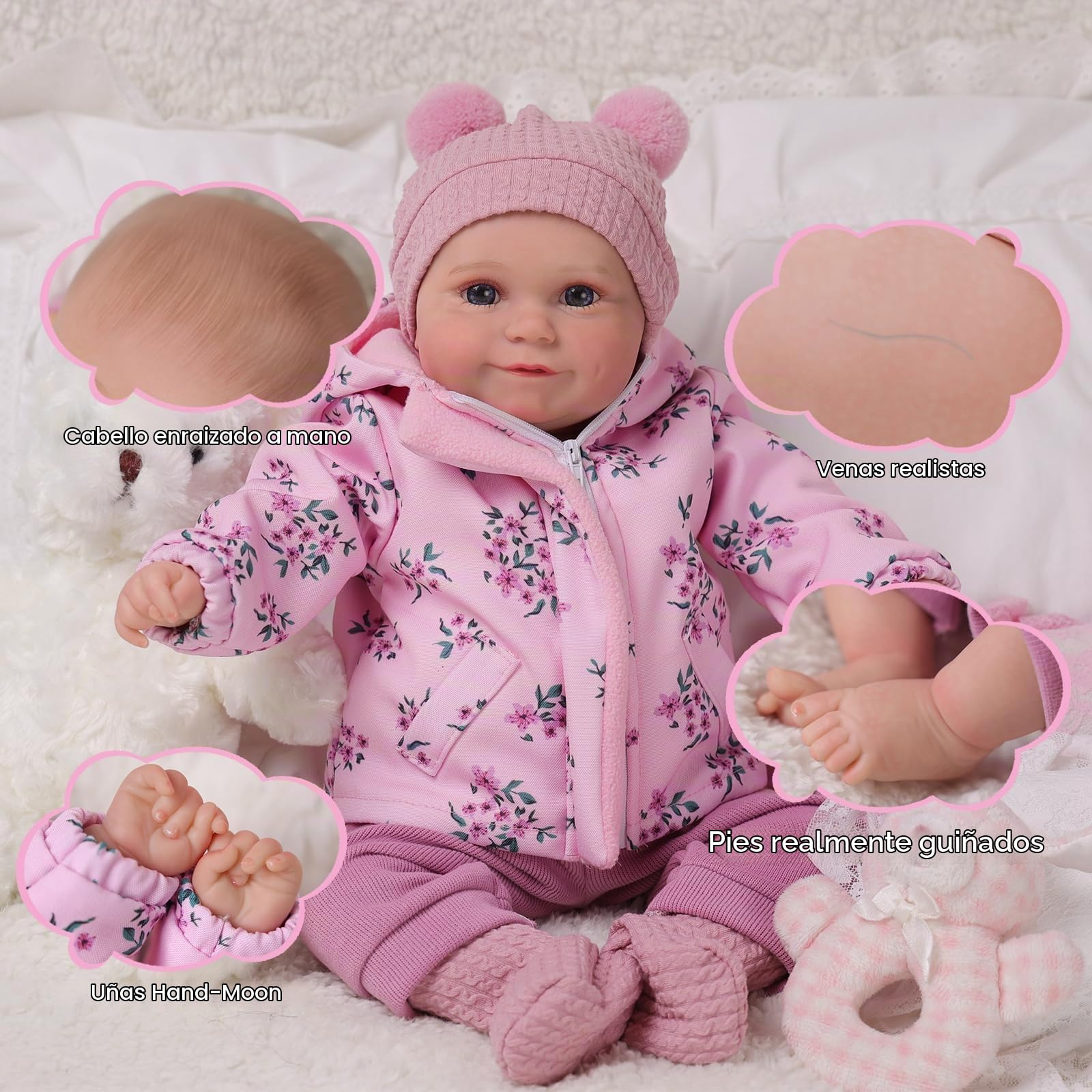 BABESIDE Muñecas Realistas para Bebés Recién Nacidos de 20 Pulgadas | De Aspecto Realista, Como de Verdad, Con Ojos Abiertos y Cabello Pintado a Mano. Regalo Ideal Para Niños a Partir de 3 Años