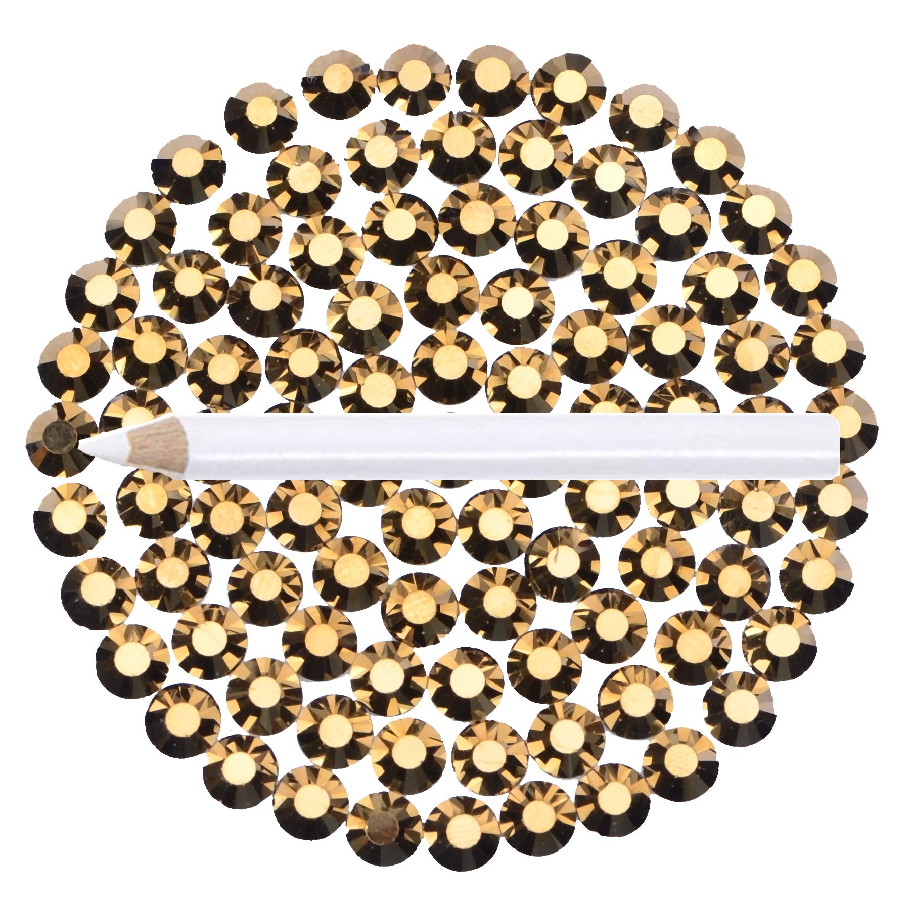 2000 Pcs FYGEM Hot Fix Iron Rhinestones DIY Jewelry Making with Picking Pen (Aurum, SS16)