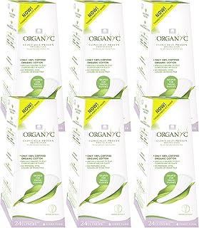 Organyc 100% Certified Organic Cotton Inside and Out Foldable Tanga Thong Panty Liners, Ultra Thin Liners for Women, Light Flow, 24 Count