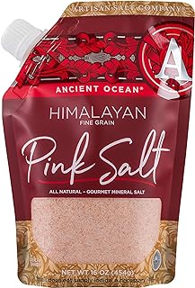 SALTWORKS Artisan Salt Company Ancient Ocean Himalayan Pink Salt, Fine Grain, Pour Spout Pouch, 16 Ounce