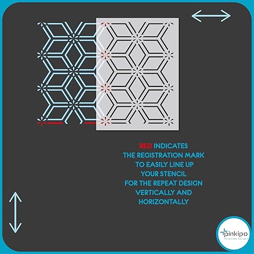 Miniatura 7 de PINKIPO Pack of 2, Lines of Nature, Large WALL STENCIL, Modern Wall Stencils for Painting, Stencils For Walls, Geometric Wall Stencil Pattern