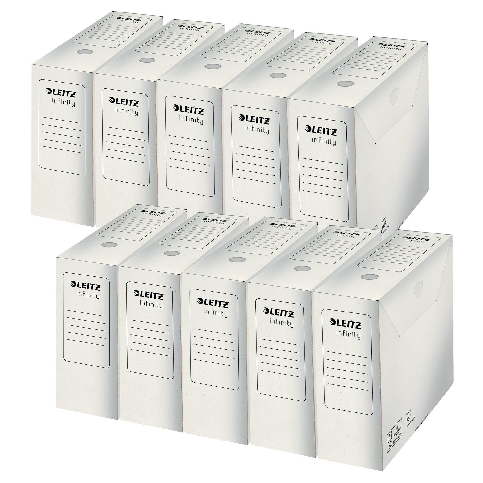 Boîtes d'archives A4 Leitz Infinity sans acide lot de 20 boîtes blanches pour 900 feuilles