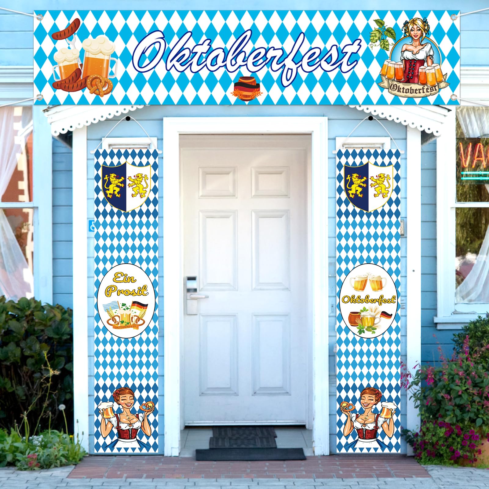 Oktoberfest Deko Set - 12-teilige Bayerische Festdekoration Mit Banner & Wimpeln
