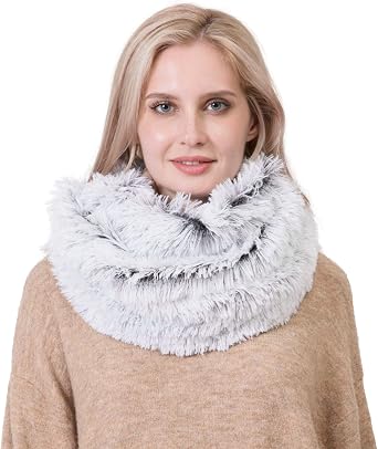 Rulala Fancy Womens Faux Fur Infinity Scarf Chic Soft Loop Circle Neck Warmer for Winter